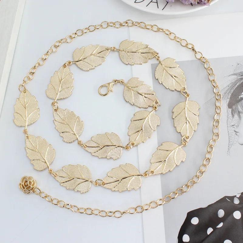 Metal Leaves Chain Belt Chunky Fringes Belts Hip
