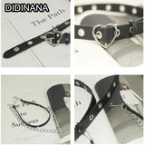 Women Punk Waist Belt Metal Circle Ring Heart Buckle Leather Hip hop Waistband