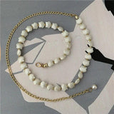Pearl Shell Chain Belt Metal Thin Slim Waist Belts Dress Skirt Wild Waistbands
