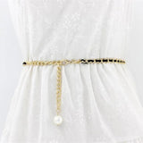 Women's Metal Chain Pearl Thin Waist Chain Belt