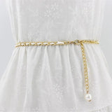 Women's Metal Chain Pearl Thin Waist Chain Belt