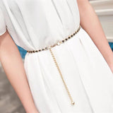 Women's Metal Chain Pearl Thin Waist Chain Belt