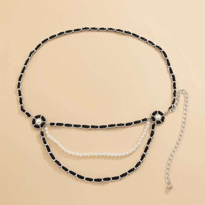 Ethnic Style Pearl Waist Chain Sexy Body Chain