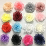 10 Snow Gauze Rose Heads 3D Camellia Hair Accessories DIY Material