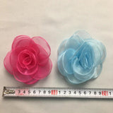 10 Snow Gauze Rose Heads 3D Camellia Hair Accessories DIY Material
