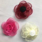 10 Snow Gauze Rose Heads 3D Camellia Hair Accessories DIY Material