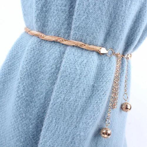 Metal Chain Belts for Women Dress Hip Corset Strap Ladies Waistband