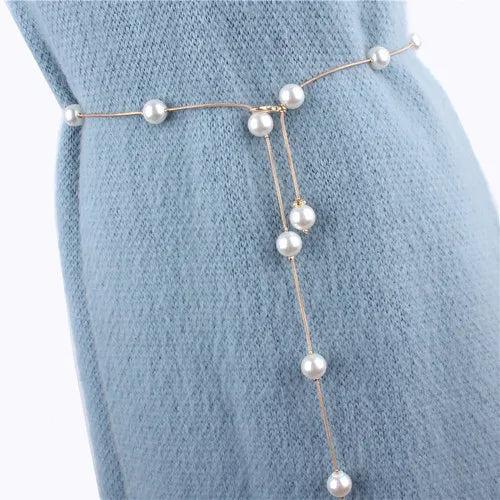 Vintage Metal Waist Chain Pearl Belt for Women Wedding Accessories