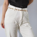 Women Alloy Chain Belt Silver Shell Waist Chains Dress Jewelry Chain