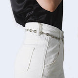 Women Alloy Chain Belt Silver Shell Waist Chains Dress Jewelry Chain