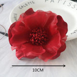 10PCS Mix Styles Wine Red Chiffon Rose Flowers DIY Hair Dress Hats Decoration