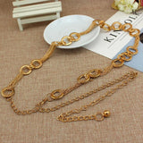 Golden Thin Belt Women Accessory Dress Metal Ring Decorative Waist Chain