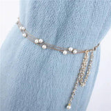 Retro Pearl Waist Belt for Women Metal Chain Corset Wedding Strap