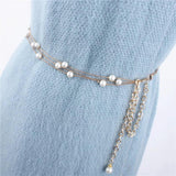 Retro Pearl Waist Belt for Women Metal Chain Corset Wedding Strap