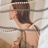 High-end Women's Waist Belt with Pearl Detailing
