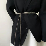 High-end Women's Waist Belt with Pearl Detailing