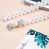 Women Pearl Belt Waist Belt Elastic Buckle Pearl Chain Belt Female Girls