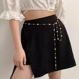 Women's Pearl Chain Waistband with Adjustable Metal Accents