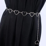 Silver Metal Heart Women Waist Chain Belts Dress Waistband