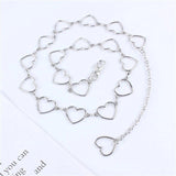 Silver Metal Heart Women Waist Chain Belts Dress Waistband