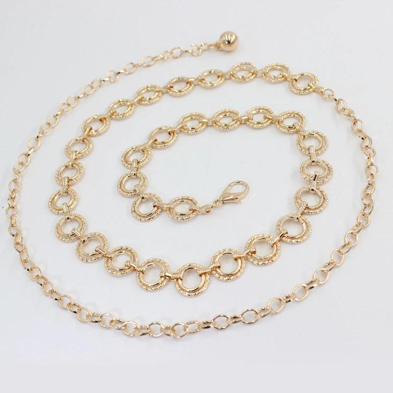 Long Tassel Round Ring Dress Waist Belts Metal Chain Belt Waistband