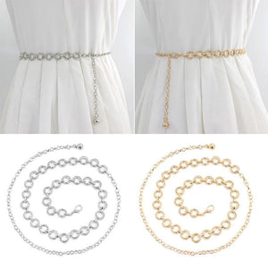 Long Tassel Round Ring Dress Waist Belts Metal Chain Belt Waistband