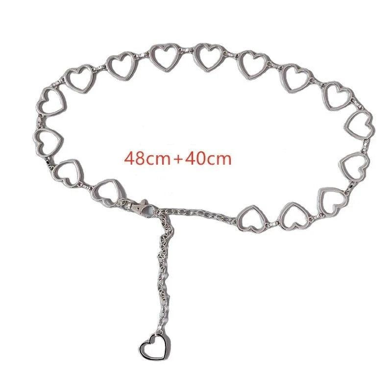 Metal Waist Chain Belt Women'S Silver Waistband Hip Hop Style Waist Belts