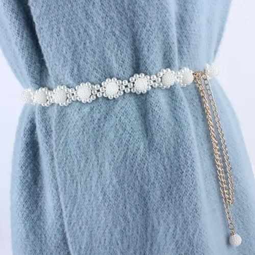 Pearl Waist Chain Belt for Women Dress Accessories