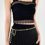 Women's Pearl Beads Metal Thin Waist Belts
