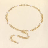 Women's Pearl Beads Metal Thin Waist Belts