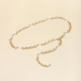 Women's Pearl Beads Metal Thin Waist Belts