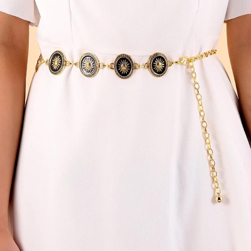 Celestial Sun Metal Waist Chain Boho Retro 90s Wedding Sash