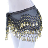 Belly Dance Hip Scarf 3 Row Belt Skirt with Coins Waist Chain
