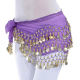 Belly Dance Hip Scarf 3 Row Belt Skirt with Coins Waist Chain