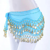 Belly Dance Hip Scarf 3 Row Belt Skirt with Coins Waist Chain