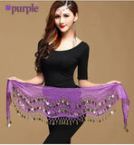 Belly Dance Hip Scarf 3 Row Belt Skirt with Coins Waist Chain Wrap