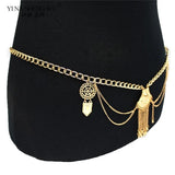 Bohemian Belly Dance Chains Inlay Shield Pendant Waist Belt