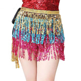 Colorful Belly Dance Sequins Fringe Hip Wrap Waist Chain Mini Skirt