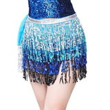 Colorful Belly Dance Sequins Fringe Hip Wrap Waist Chain Mini Skirt