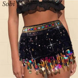 Sequin Tassel Belly Dance Waist Chain Performance Costume Hip Scarf