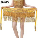 Sequins Belly Dance Hip Scarf Skirt Tassel Waist Chain Indian Dance Costume