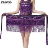 Sequins Belly Dance Hip Scarf Skirt Tassel Waist Chain Indian Dance Costume