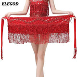 Sequins Belly Dance Hip Scarf Skirt Tassel Waist Chain Indian Dance Costume