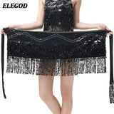 Sequins Belly Dance Hip Scarf Skirt Tassel Waist Chain Indian Dance Costume