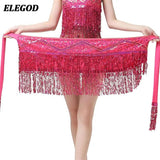 Sequins Belly Dance Hip Scarf Skirt Tassel Waist Chain Indian Dance Costume