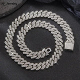 Hip Hop 2 Row Rhinestone Paved Miami Rhombus Cuban Necklace