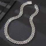 Hip Hop 2 Row Rhinestone Paved Miami Rhombus Cuban Necklace