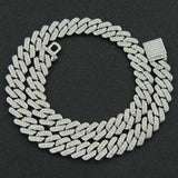 Hip Hop 2 Row Rhinestone Paved Miami Rhombus Cuban Necklace