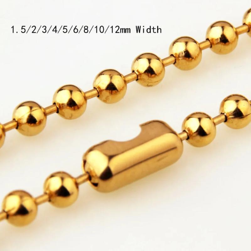 Custom Stainless Steel Necklace Men Women Beads Ball Chain