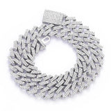Rhombus Prong Cuban Chain Crystal Necklace for Women